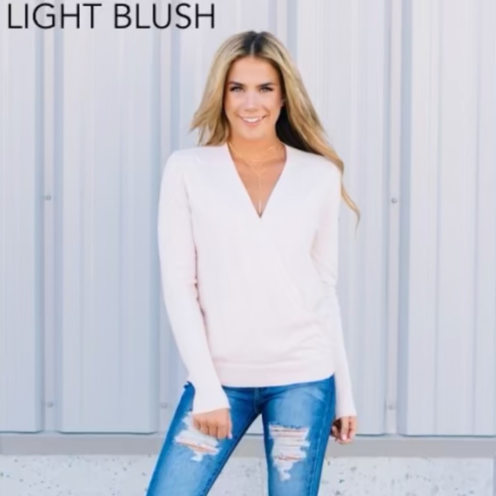 Soft wrap sweater - blush pink